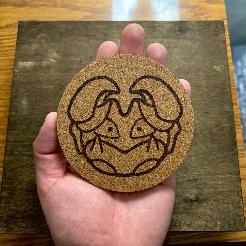Pokemon Krabby Face Laser Engraved Cork Coaster